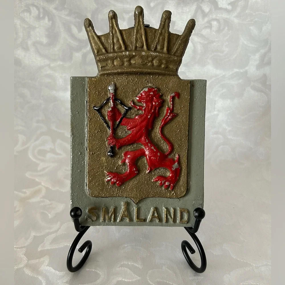 Antique Småland Landscape Coat of Arms Wall Plaques From Sweden, 20th Century